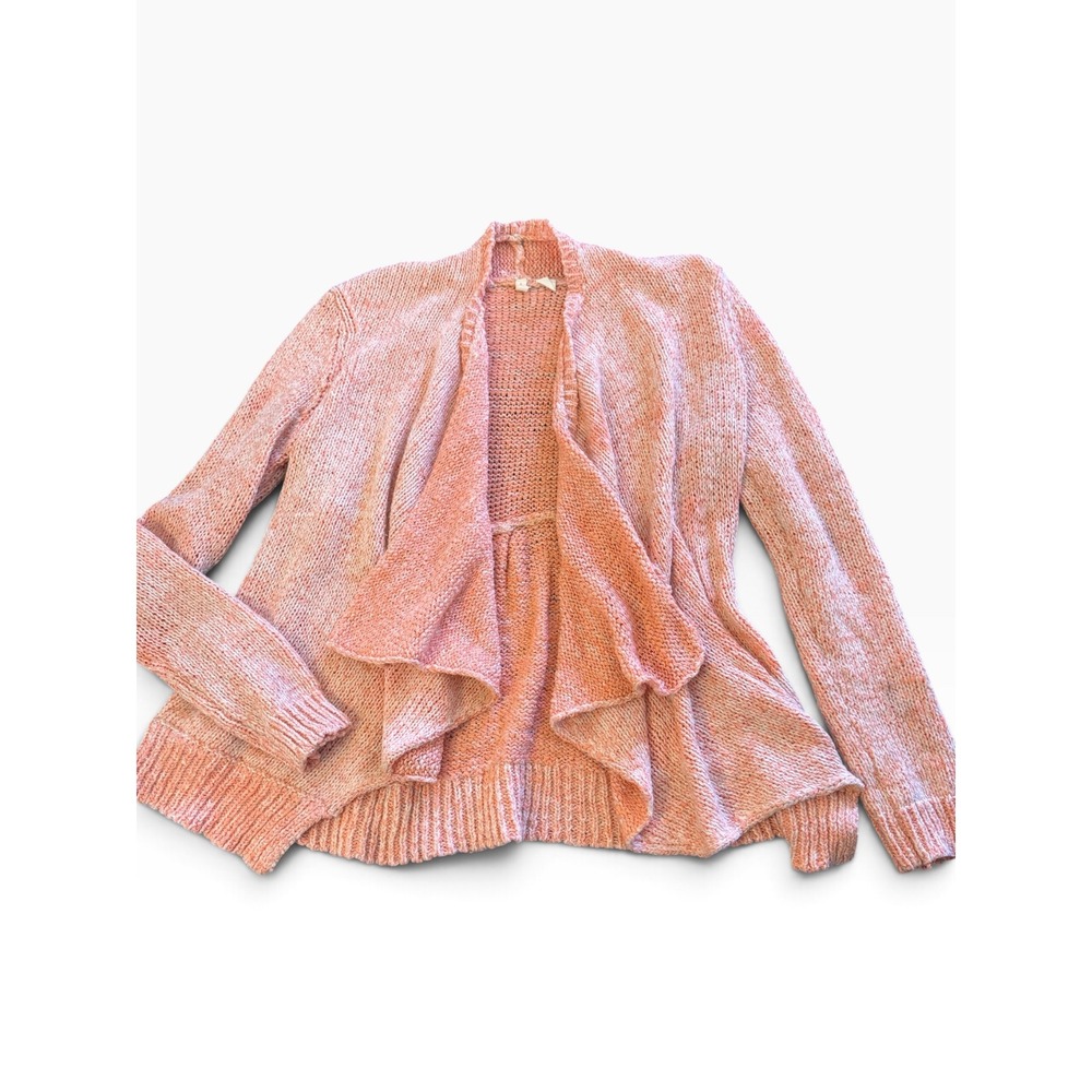 Moth Anthropologie Peach Marled Knit Draped Waterfall Open Front Cardigan Small